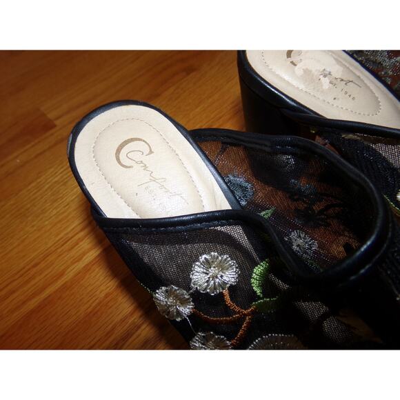 C Comfort vintage‎ floral slide heels size 8 Excellent 3 1/2 inch heel - Picture 2 of 7